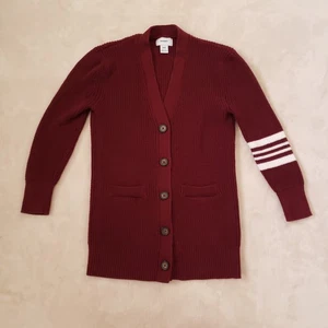 Old Navy Burgundy Red Shaker Stitch V-Neck Button Cardigan Sweater Girls M - Picture 1 of 5