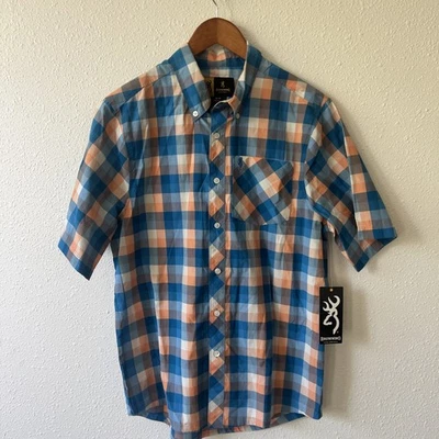 Browning Mens Westcott Shirt  Cantaloupe Plaid Button Up Size Med NWT  - Image 1 of 4