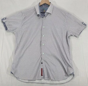 Luchiano Visconti Mens XL Shirt Cotton Short Sleeve Micro Print Casual Office - Picture 1 of 14