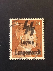 Germany WWII propaganda ovpt  (SS LEGION LANGEMARCK)  24 Rpf. USED #825 - Picture 1 of 2