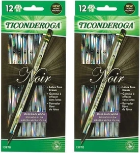 Ticonderoga Noir Black Wood-Cased #2 Pencils, Holographic Design, 12-Count - Picture 1 of 4