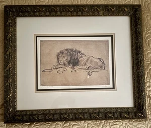 Art Print Lion Lying Down by Rembrandt van Rijn 23”x19” - Picture 1 of 17