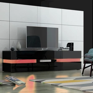 Modern 177cm TV Stand Unit Cabinet Sideboard RGB LED Light Living Room Black - Picture 1 of 12