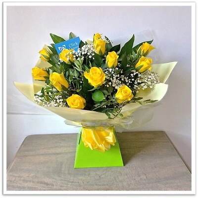 CLICK FLOWERS UK FRESH FLOWERS Delivered UK Yellow Rose Bouquet Free Flower Delivery