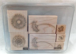 Reason to Smile Stamp Stampin Up Kit Wood Mount Floral Petals Daisy Dandelion - Picture 1 of 3