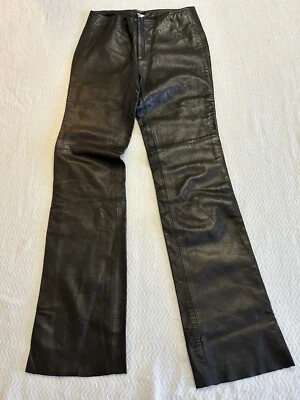 Брюки женские Banana Republic черная кожа 2 необработанных края подол  - Изображение 1 из 4