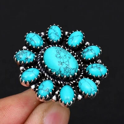 Turquoise Gemstone 925 Sterling Silver Ring Handmade Jewelry For  Women SR-28 - Image 1 of 4