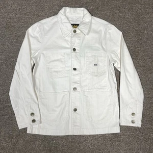 Lee Vintage Modern HBT Chore Coat Size Small White Denim Jacket Unisex Barn Farm - Picture 1 of 11