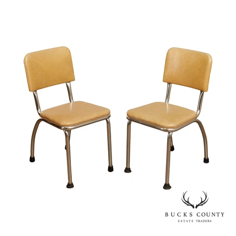 Royal Metal Vintage Pair of Chrome and Vinyl Side Chairs Cover