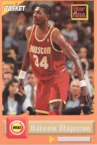 1995 French Sports Action Basket - Picture Paper 5 1/2" x 4" Hakeem Olajuwon 