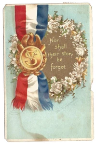 PC Post Card NOR SHALL THEIR STORY BE FORGOT Sons of Veterans Medal Clapsaddle - Picture 1 of 2