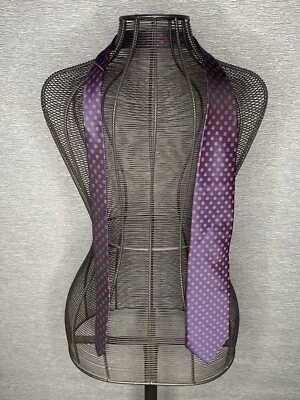 Corbata platino para hombre 100 % poliéster - azul con lunares rojos Foto 1 de 4