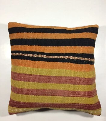 18"x18" Kilim Pillow Cover  Handmade Turkish Vintage Cushion Tribal Lumbar 719 - Image 1 of 4