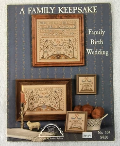 VTG Cross Stitch Sampler Chart Pattern Family Keepsake Birth Wedding Homespun - Picture 1 of 1