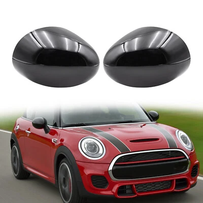 Gloss Black Door Wing Mirror Cover Cap Casing For Mini F55 F56 F57 2014-2019 RHD - Image 1 of 4