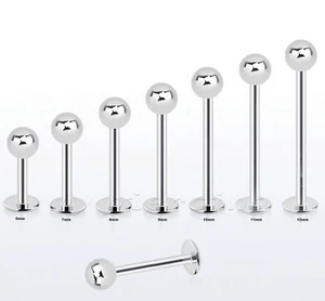 1 Stk. 16g 1/4" bis 11/16" mit 4mm Kugel 316L Stahl Wange Labret Monroe Tragus - Bild 1 von 2