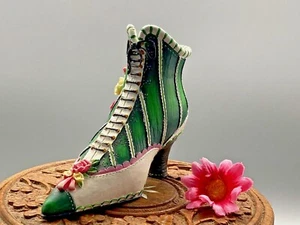 Vintage Miniature Collectors Shoe Green High Hill Ornament Figurine - Picture 1 of 12