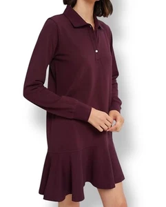 Tuckernuck Long Sleeve Polo Burgundy Dress Sz L Drop Waist New Winetasting - Bild 1 von 7