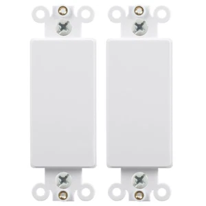 2 Pcs 1-Gang Blank Decora Filler Insert Wall Plate Cover Plastic Smooth White - Picture 1 of 2