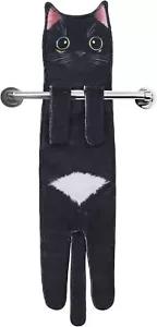 Cat Funny Hand Towels for Bathroom Kitchen - Cute Decorative Small, Black - Picture 1 of 7