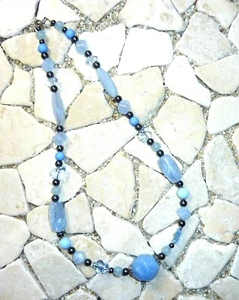 ★ cadena de longitud media ★ collar ★ azul vaquero y antracita ★ - Imagen 1 de 4