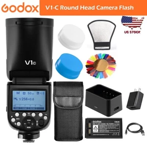 US Godox V1-C 2.4G TTL HSS Camera Flash Speedlite Round Head Light For Canon - Picture 1 of 12