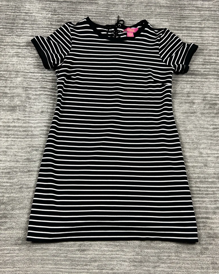 Vestido Catherine Malandrino Mujer Mediano Negro Blanco Rayas Manga Corta Foto 1 de 4