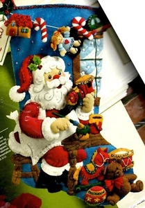 DIY Bucilla Santa In the Workshop Toys Christmas Felt Stocking Kit - Picture 1 of 3
