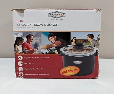 Медленноварка Roadpro 12 В 1,5 кварты автоматическая дорожная с защитой от проливов крышка съемная горловина - Изображение 1 из 4