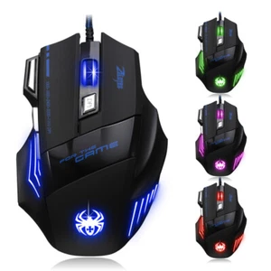 Mouse para juegos ZELOTES 7200 DPI retroiluminación óptica LED 7 botones para jugador profesional B2G3 - Imagen 1 de 12