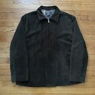 Vintage Polo Ralph Lauren Brown Suede Leather Jacket Large Plaid Lined