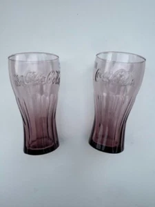 Set of Coca-Cola 6" Purple Retro Glasses – Vintage Collectible Cups – Classic Lo - Picture 1 of 7