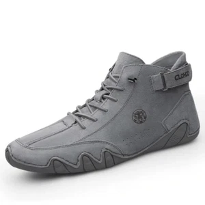 Clohoo Herren Knöchelhoch Sneaker Boots Chukka Grau Leder Streetwear 38 / US 8 - Bild 1 von 11