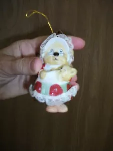 Vtg Jasco Caring Critters Christmas Momma Baby Bell Porcelain Christmas Ornament - Picture 1 of 3