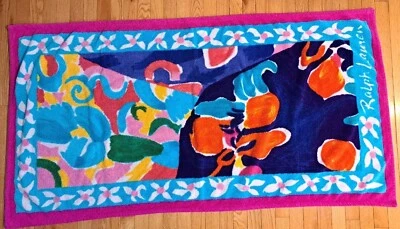 Toalla de Playa De Colección Ralph Lauren Multicolor Floral Abstracta Algodón Pesado 63x32 Foto 1 de 4