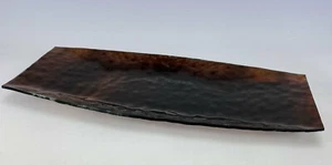 Dekorative dunkelbraune rechteckige strukturierte Blase GLASSTABLETT Kerzen Landschaft Dekor - Bild 1 von 2