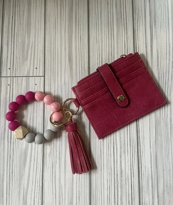 Chaveiro pulseira pulseira silicone frisado chaveiro pulseira cartão carteira NOVO - Imagem 1 de 2