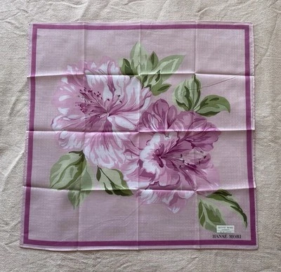 Шарф женский Hanae Mori носовой платок фиолетовый цветочный 100% хлопок квадратный 16,5 дюйма x 16 дюймов - Изображение 1 из 4