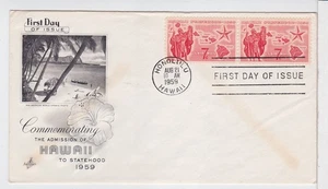 TurtlesTradingPost - Hawaii Statehood- #C55 1959-  FDC Artcraft Cachet- Pair - Picture 1 of 1