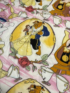 "Edredón doble princesa reversible 80"" x 60"" vintage años 90 Disney La Bella de la Bestia" - Imagen 1 de 4