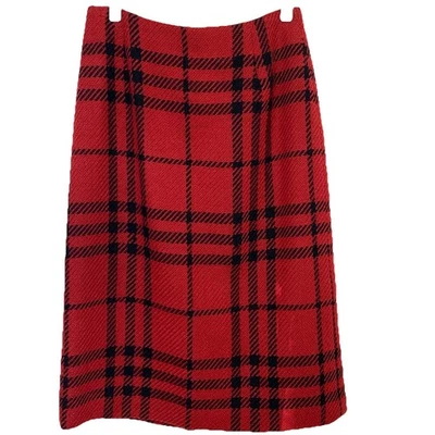 Falda De Colección Harolds Roja a Cuadros Forrada de Lana Talla 4 Midi Espalda Abertura Preppy Oficina EE. UU. Foto 1 de 4