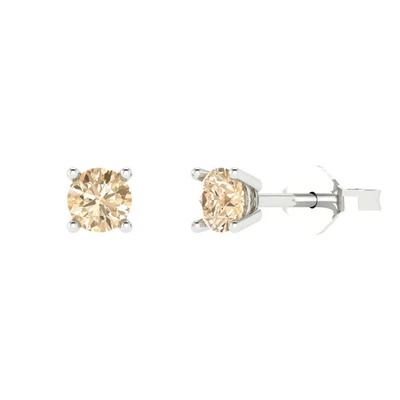 0.2 cttw Round Natural Morganite Gold-Plated Push Back Stud Earrings for Women - Image 1 of 4