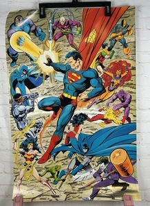 Vintage 1992 Justice League Poster DC Comics 34” x 22” Superman Joker Batman - Bild 1 von 11