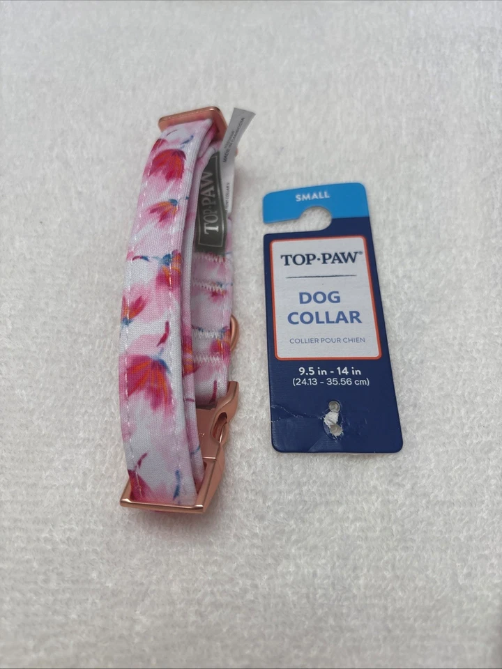 Top -Paw Small Pink Floral Dog Collar - 9.5" to 14" - Image 1 of 1