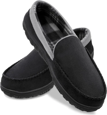 Mens Slippers Microsuede Moccasin Memory Foam House Shoes Foto 1 de 4