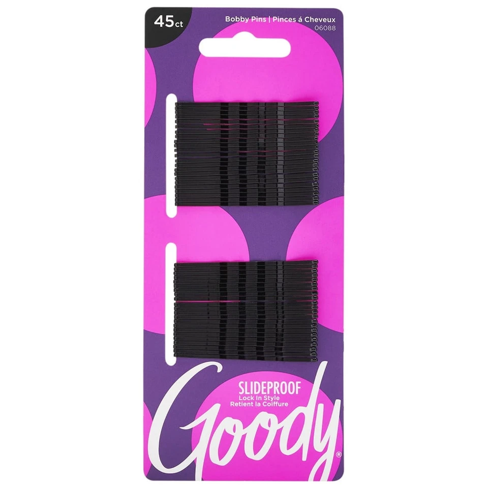 (Paquete de 6) Alfileres pequeños Goody, alfileres para el cabello, sujeción segura para todas las edades, negro, 45 quilates Foto 1 de 4