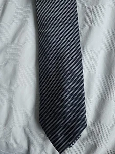 Mens Navy And Silver Striped Zara Tie - Picture 1 of 3