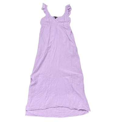 Maxi Vestido Saks Fifth Avenue Talla Mediana Púrpura Algodón Gasa Sin Mangas Cuello en V Foto 1 de 4