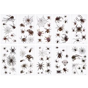 10 Sheets Waterproof Temporary Spider Halloween Tattoo Body Sticker Fake Tattoo - Picture 1 of 9