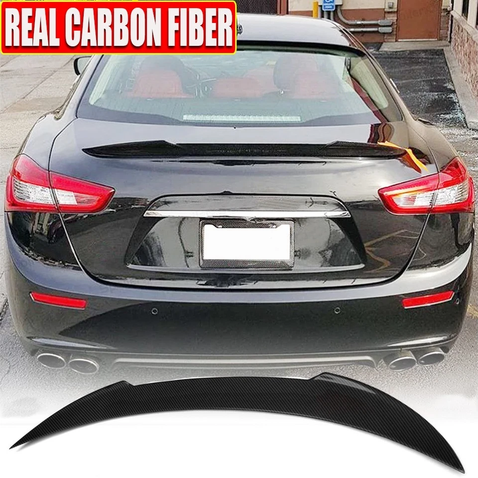 Alerón labial trasero de carbono real para Maserati Ghibli S Q4 sedán 2014-2021 Foto 1 de 4